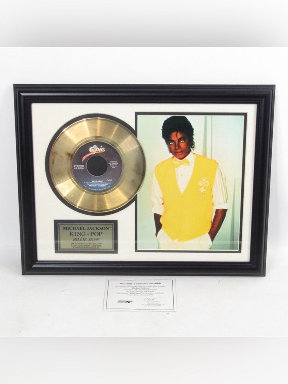 Michael Jackson Framed Gold Record Plaque - Yellow Vest